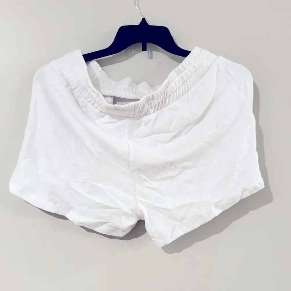 DKNY Sport Terry Cloth Relaxed Shorts Women's M White Pull On Style Drawstring
